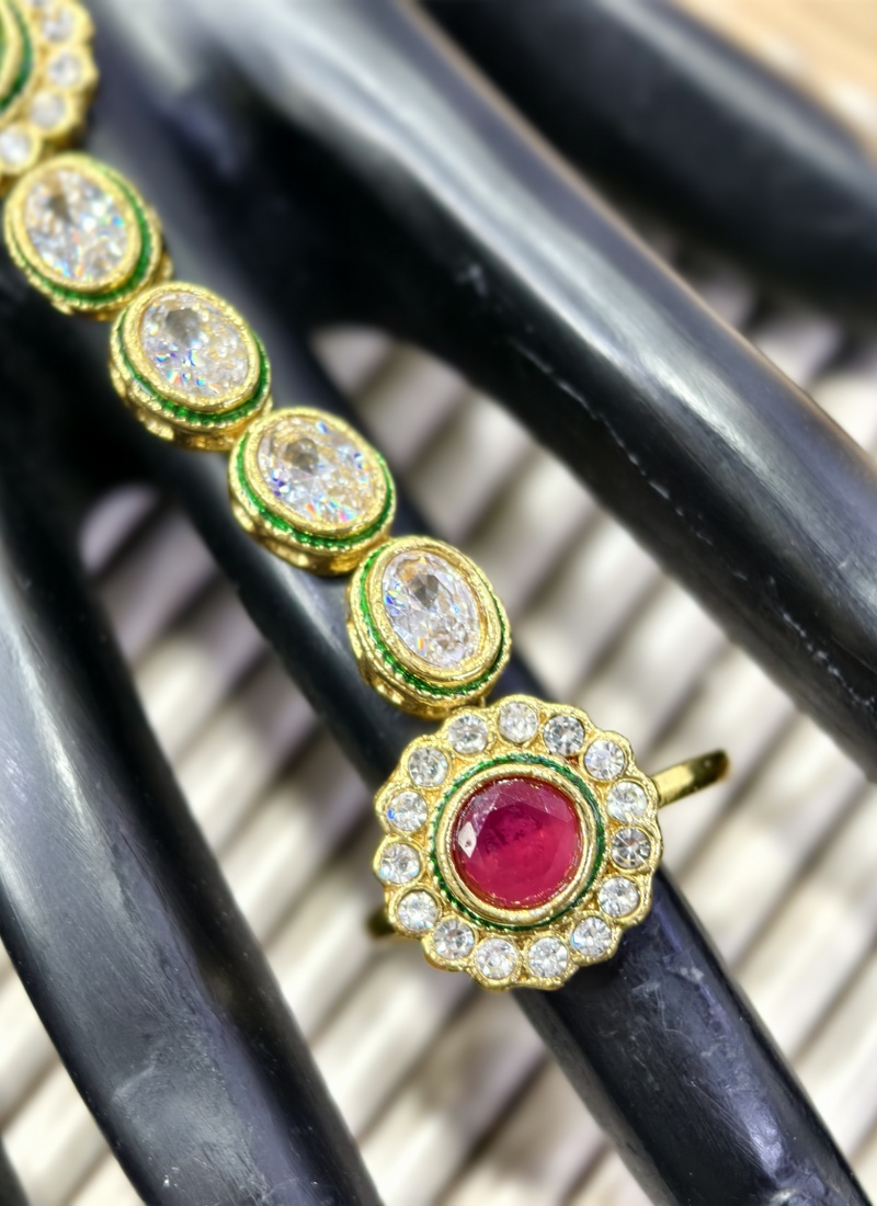 Kundan Spark Adjustable Brass Ring For Every Occasion