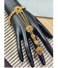 Regal Radiance Adjustable Brass Ring With Kundan Diamonds