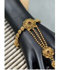 Regal Radiance Adjustable Brass Ring With Kundan Diamonds