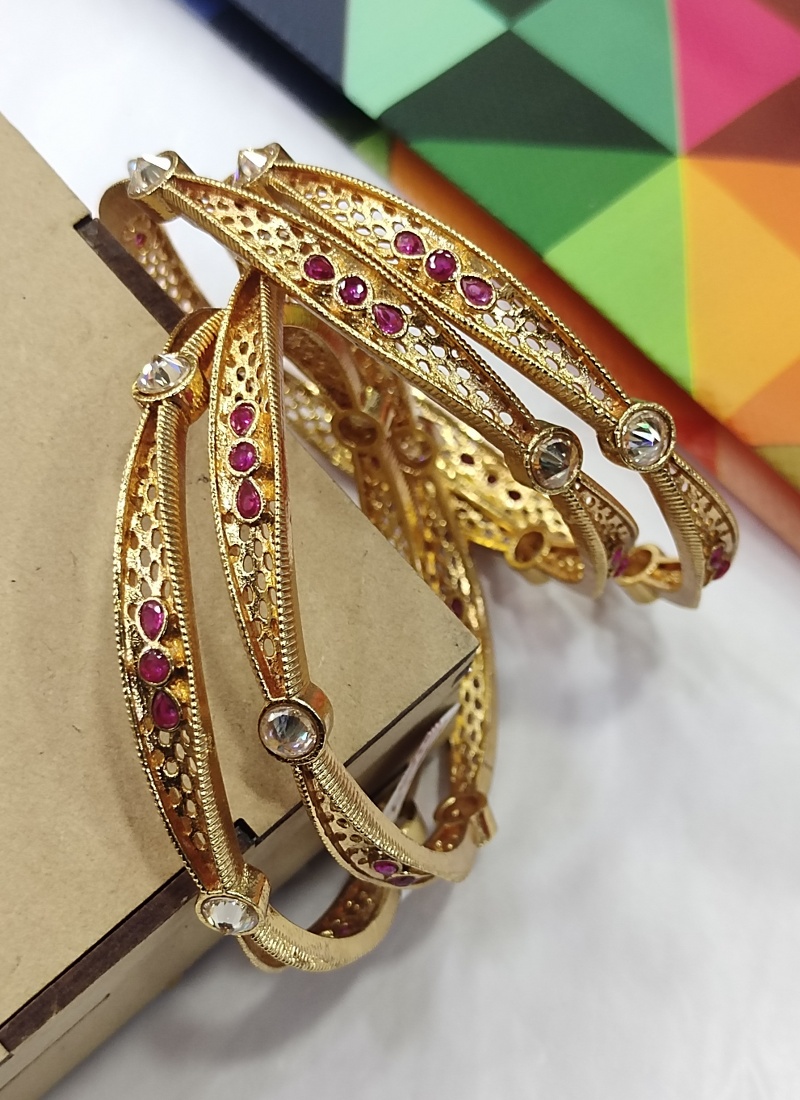 Exquisite Designer Bangles With AD Stone Embellishments