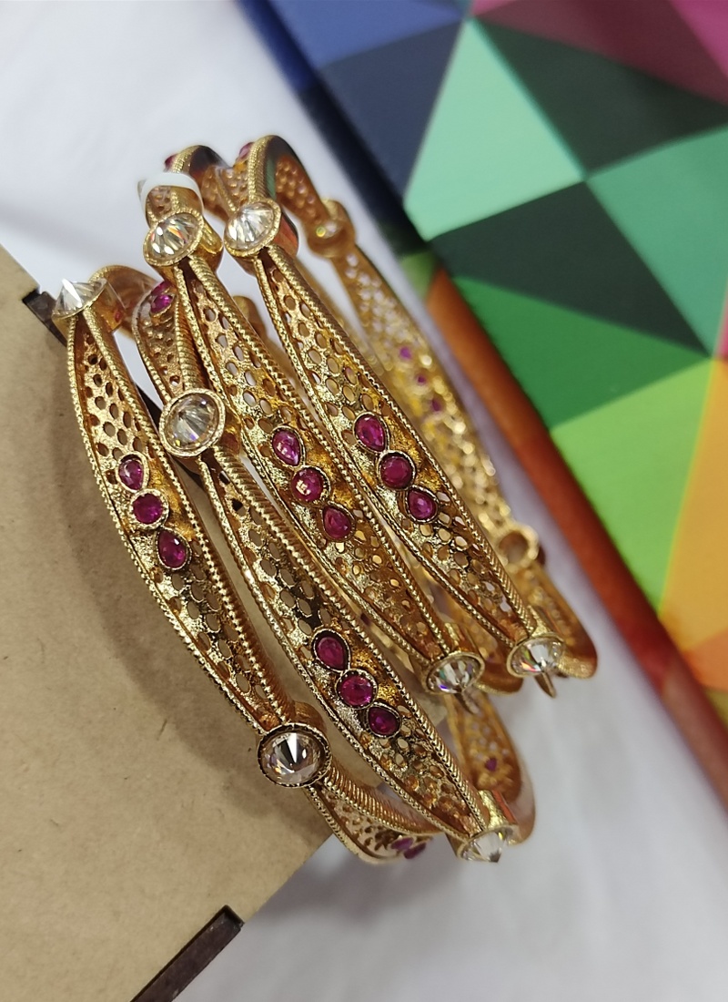 Exquisite Designer Bangles With AD Stone Embellishments