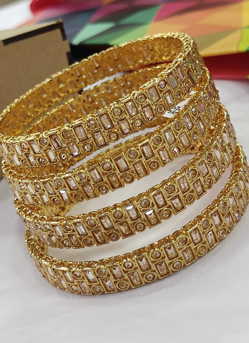 Brass Bangles Adorned With AD Stones