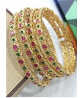 Golden Plated Designer Bangles With AD Stone Detailing