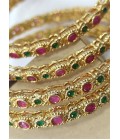 Golden Plated Designer Bangles With AD Stone Detailing