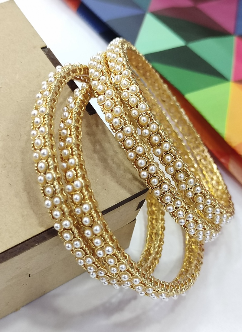 Golden Plated Designer Bangles with AD Stone Accents