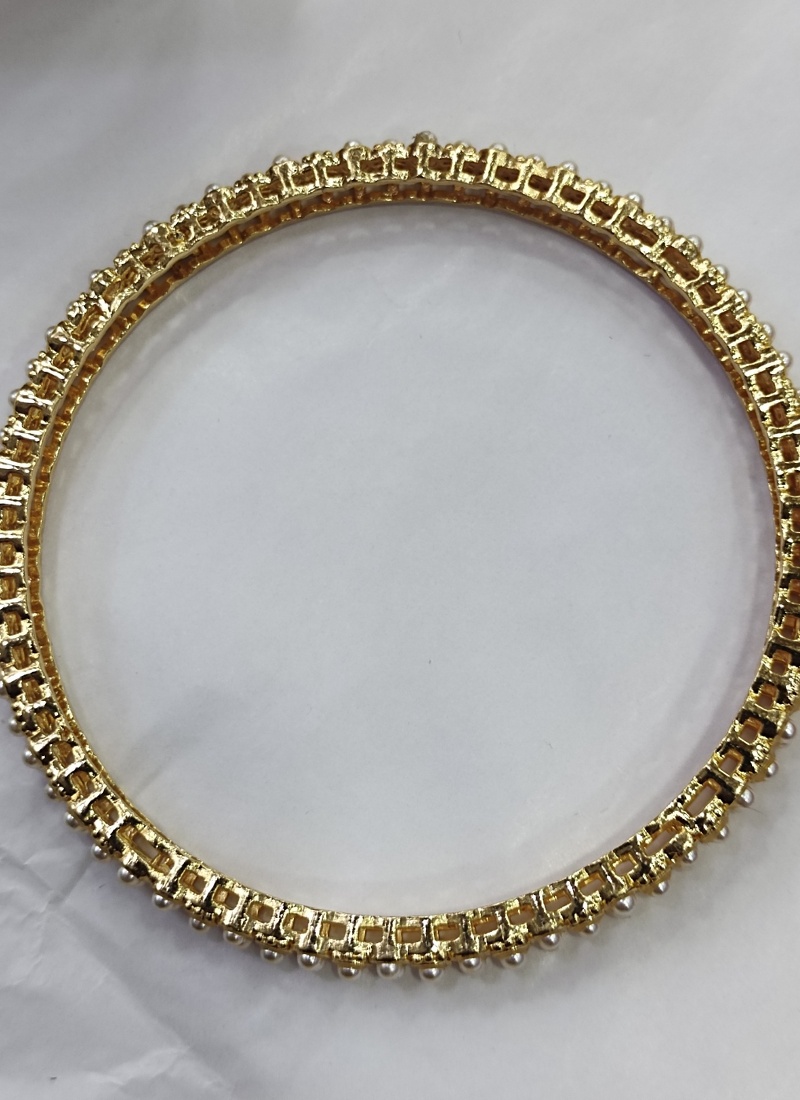 Golden Plated Designer Bangles with AD Stone Accents