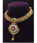 The Golden Brass AD Stone Round Neck Ensemble