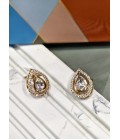 Elegance Brass Earrings With Adorned Diamonds And White Motifs