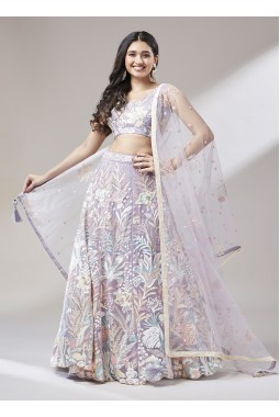 Muave Net Sequinse Wedding Lehenga Choli