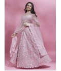 Coral Net Sequins Wedding Lehenga Choli Coral Net Sequins Wedding Lehenga Choli
