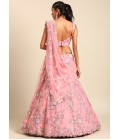 Pink Net Sequins Wedding Lehenga Choli