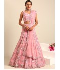 Pink Net Sequins Wedding Lehenga Choli