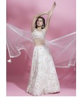 Cream Net Sequins Wedding Lehenga Choli Cream Net Sequins Wedding Lehenga Choli