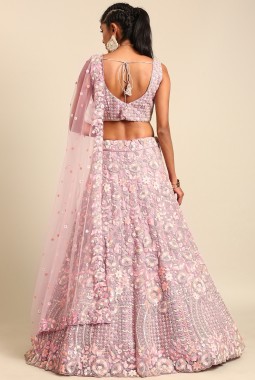 Mauve Net Multi Sequins Wedding Lehenga Choli 