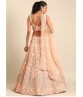 Peach Net Multi Sequins Wedding Lehenga Choli