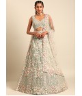 Sea Green Net Multi Sequins Wedding Lehenga Choli