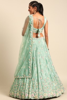 Sea Green Georgette heavy Sequins Wedding Lehenga Choli
