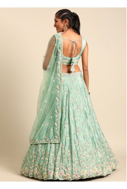 Sea Green Georgette heavy Sequins Wedding Lehenga Choli