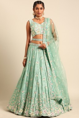 Sea Green Georgette heavy Sequins Wedding Lehenga Choli