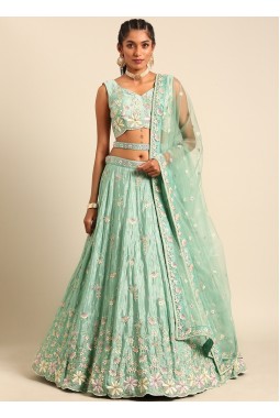 Sea Green Georgette heavy Sequins Wedding Lehenga Choli