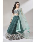 Teal Georgette heavy Sequinse Wedding Lehenga Choli