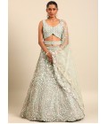 Sea Green Net Multi Sequins Wedding Lehenga Choli