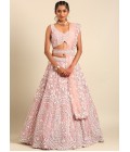 Pink Net Multi Sequins Wedding Lehenga Choli