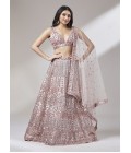 Rose Gold Net Sequins Wedding Lehenga Choli 