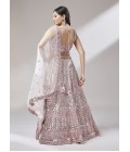 Rose Gold Net Sequins Wedding Lehenga Choli 