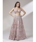 Rose Gold Net Sequins Wedding Lehenga Choli 