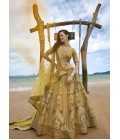 Mustard Net Sequins Bridal Lehenga Choli
