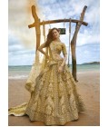 Mustard Net Sequins Bridal Lehenga Choli