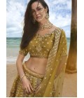 Mustard Net Sequins Bridal Lehenga Choli