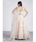 Cream Net Sequins Wedding Lehenga Choli