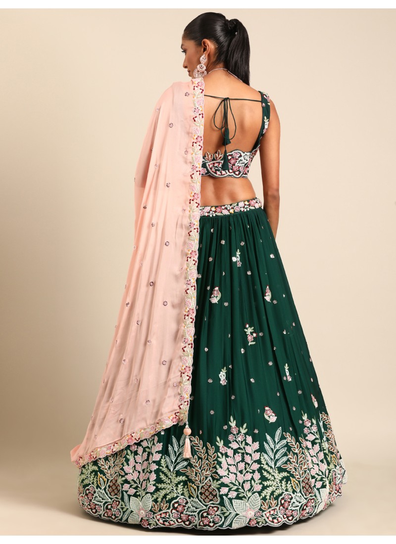 Green Georgette Sequins Wedding Lehenga Choli Green Georgette Sequins Wedding Lehenga Choli