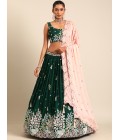Green Georgette Sequins Wedding Lehenga Choli Green Georgette Sequins Wedding Lehenga Choli