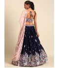 Navy Blue Georgette Sequin Wedding Lehenga Choli