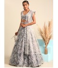 Grey Organza Sequins Wedding Lehenga Choli