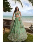 Sea Green Georgette Sequins Wedding Lehenga Choli Sea Green Georgette Sequins Wedding Lehenga Choli