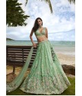 Sea Green Georgette Sequins Wedding Lehenga Choli Sea Green Georgette Sequins Wedding Lehenga Choli