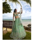 Sea Green Georgette Sequins Wedding Lehenga Choli Sea Green Georgette Sequins Wedding Lehenga Choli