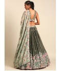 Olive Chinon Sequins Wedding Lehenga Choli