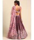 Rose Gold Chinon Sequins Wedding Lehenga Choli