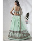 Sea Green Georgette Sequins Wedding Lehenga Choli
