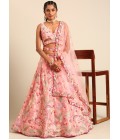 Pink Organza Sequins Wedding Lehenga Choli Pink Organza Sequins Wedding Lehenga Choli