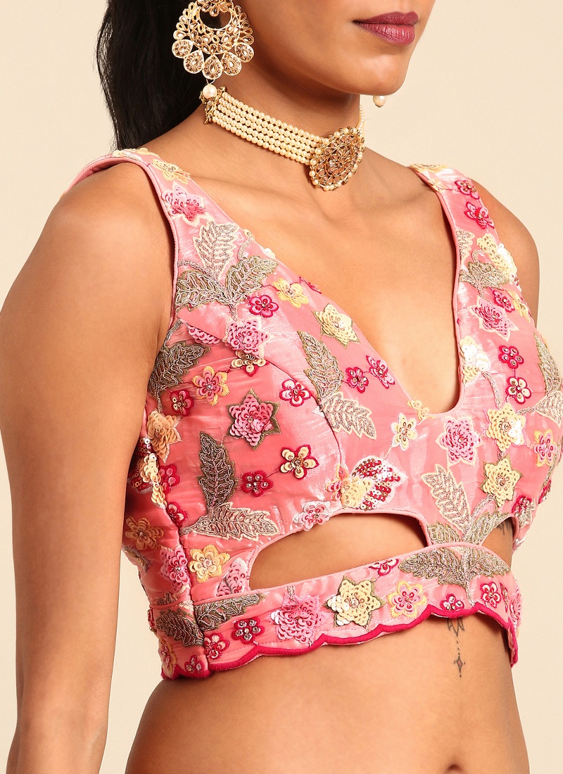 Pink Organza Sequins Wedding Lehenga Choli Pink Organza Sequins Wedding Lehenga Choli