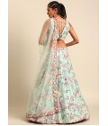Turquoise Blue Organza Sequins Wedding Lehenga Choli Turquoise Blue Organza Sequins Wedding Lehenga Choli