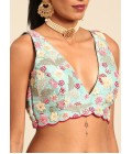 Turquoise Blue Organza Sequins Wedding Lehenga Choli Turquoise Blue Organza Sequins Wedding Lehenga Choli