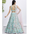 Turquoise Blue Net Sequins Wedding Lehenga Choli Turquoise Blue Net Sequins Wedding Lehenga Choli