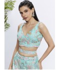 Turquoise Blue Net Sequins Wedding Lehenga Choli Turquoise Blue Net Sequins Wedding Lehenga Choli